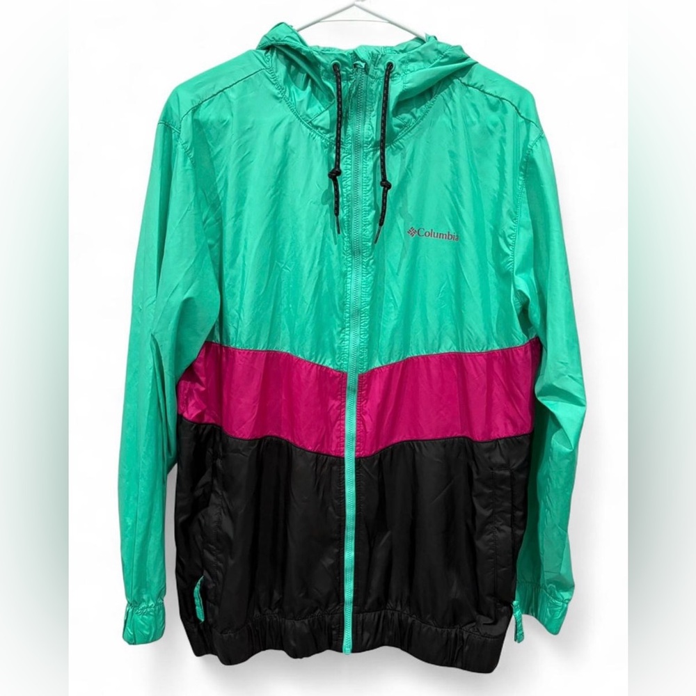 Columbia Sandy Sail Windbreaker Jacket Large‎ Zip Lightweight Water Resistant